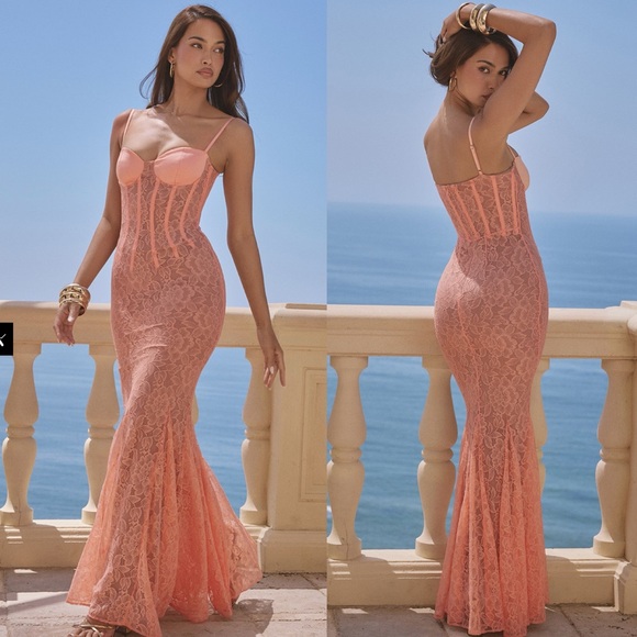 House of CB Cordelia Lace Corset Mermaid Gown XS‎ plus cup NWOT $329 - Picture 1 of 16